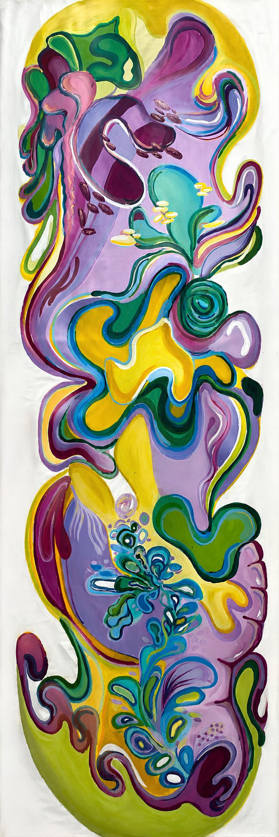 The End of Love (2025) by Ornella Ruiz Díaz, large-format vertical painting shown in Dubai